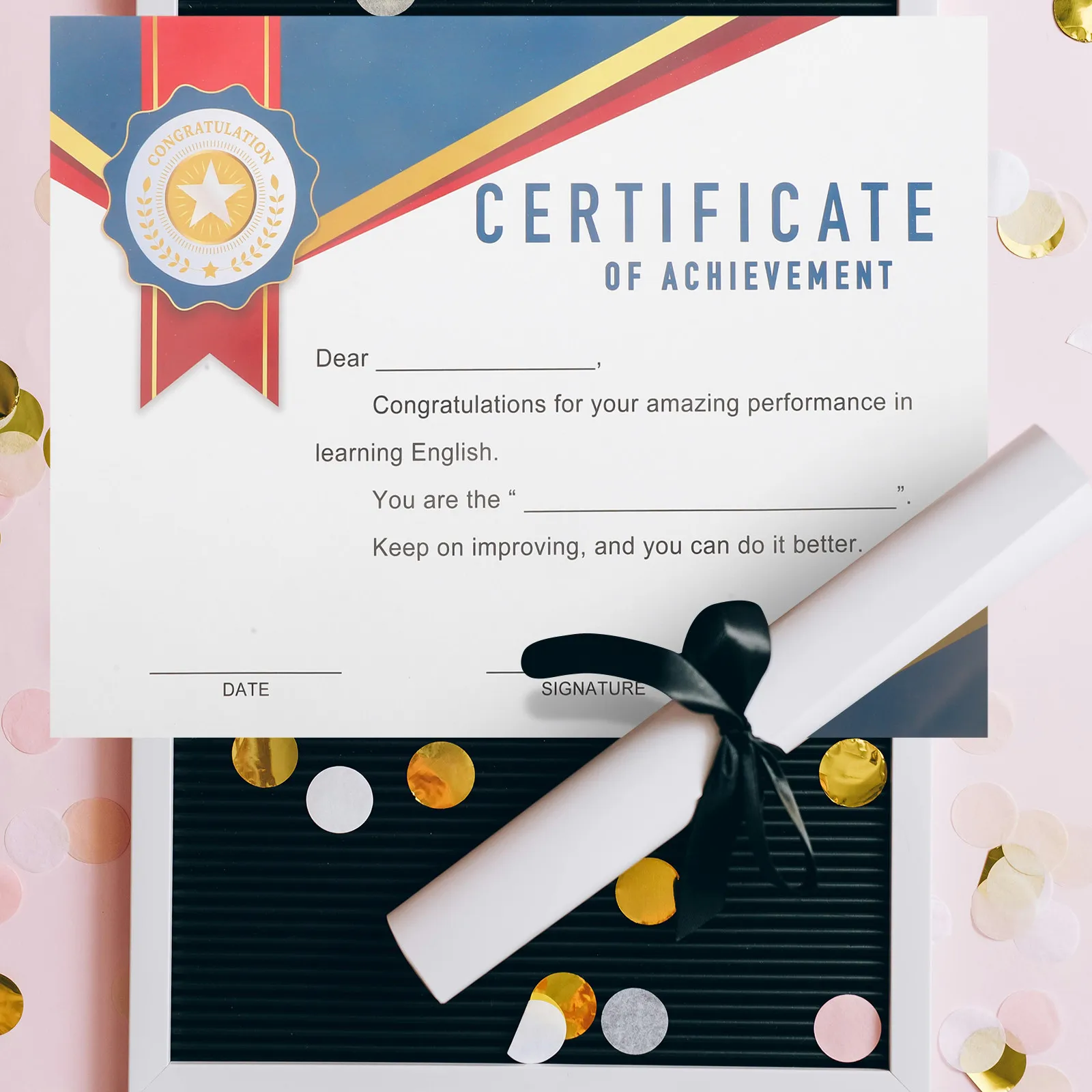 10장 두꺼운 코팅지 학생용 수료증 완료 증명서 학교 성적증명서 졸업식