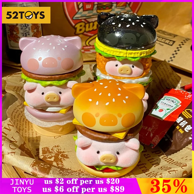 

Original 52TOYS LULU THE PIGGY Hamburger Series Hanging Cards Limited Edition Elevator Cute Animal Anime Figure Cartoon Model