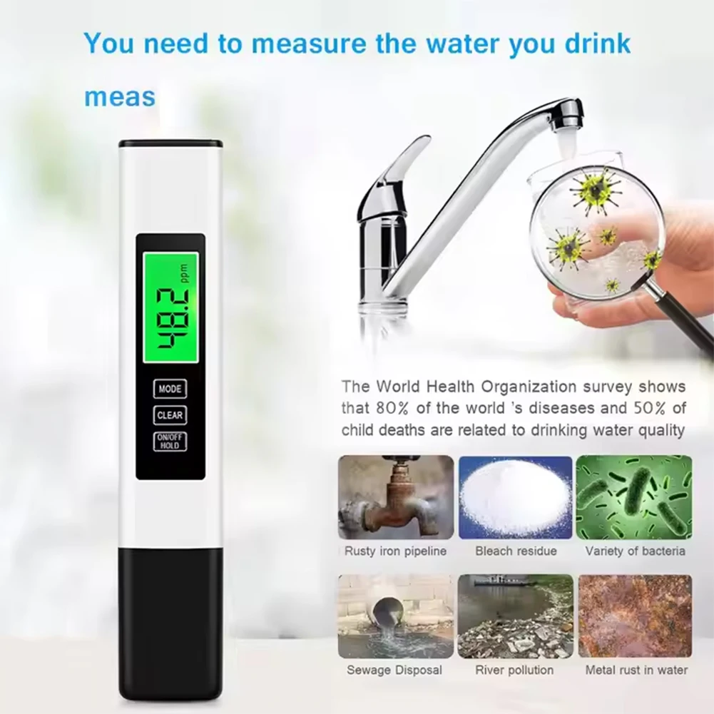 4 in 1 Digital Water Tester TDS Meter EC Meter Temperature Meter Digital PH Meter Drinking Water Pools Professional PH Meter
