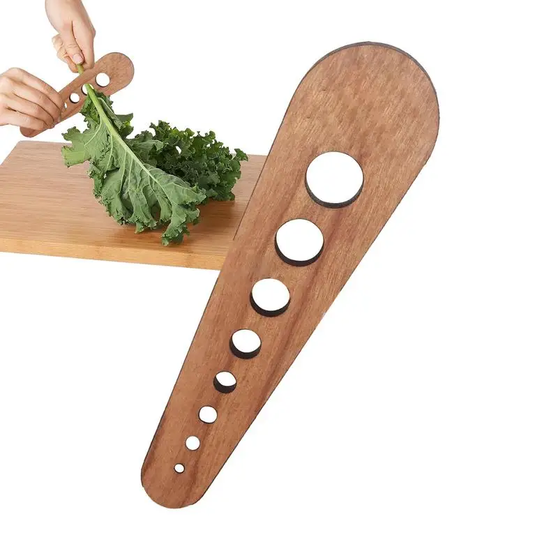 

Vegetable Leaf Stripper 8 Holes Wooden Greens Herb Stripper Unique Gardening Tool Looseleaf Rosemary Kitchen Accessories