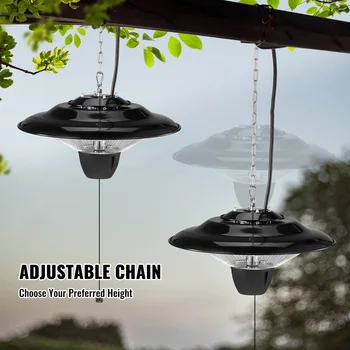 VEVOR Hanging Patio Heater 1500W with 23.6 inch Pull Cord And 20 inch Adjustable Chain for Porch Patio Dining Room Studio 5