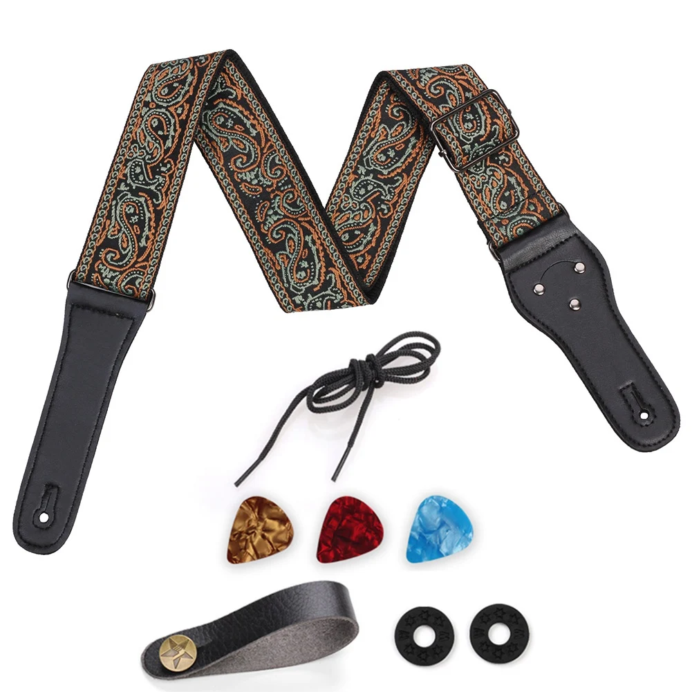 

Женский жаккардовый плетеный ремень для гитары, для женской народной гитары, музыкальный инструмент, коричневый