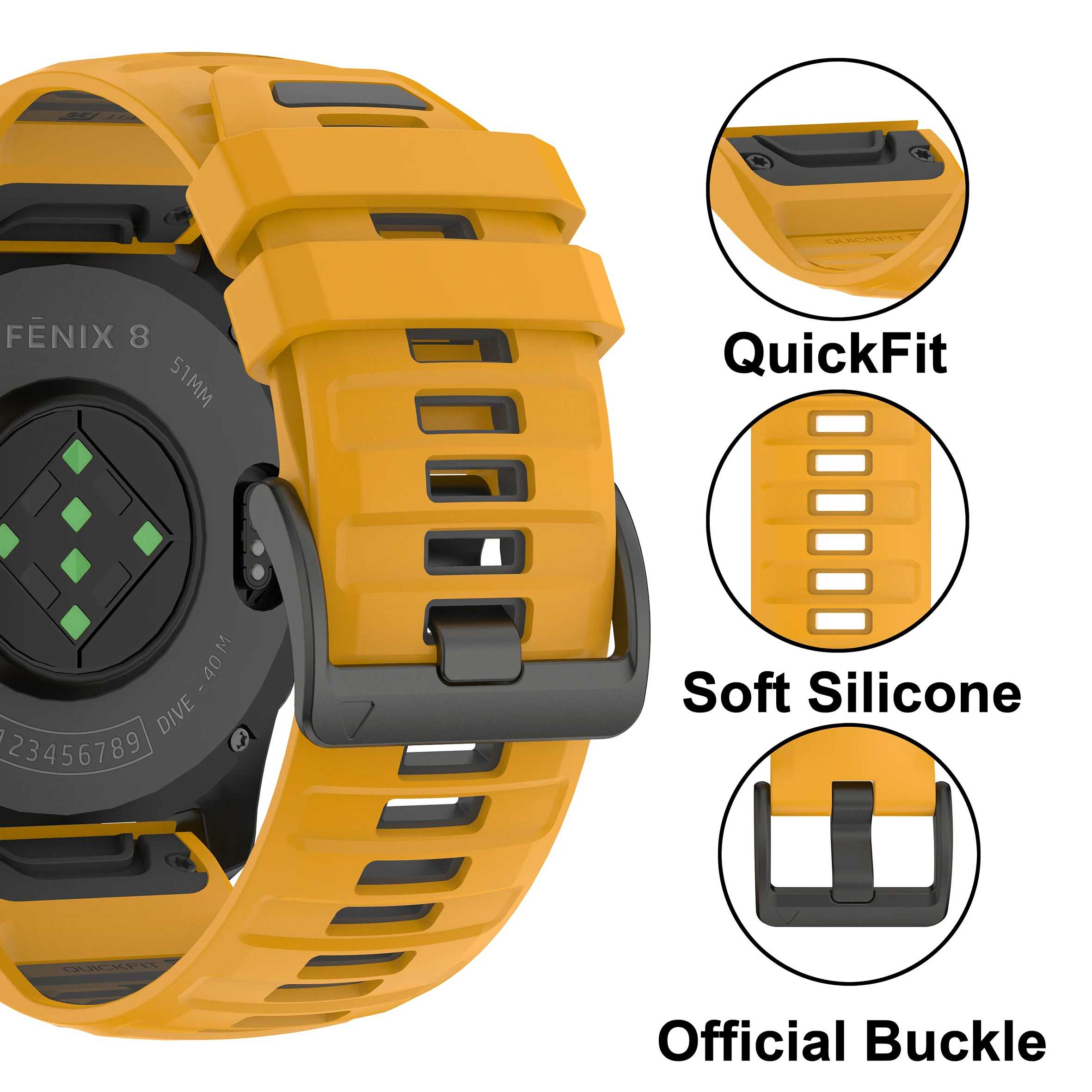 Premium QuickFit Silicone Watchband - 26mm & 22mm Adjustable Strap