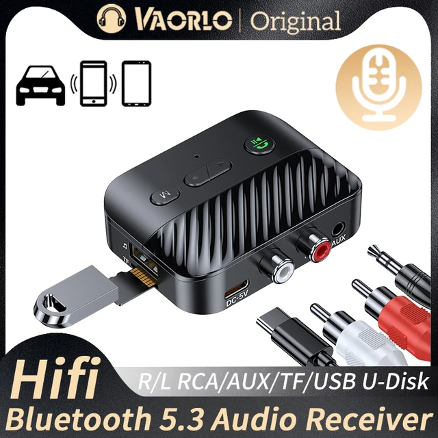 Récepteur audio de voiture Bluetooth 5.3, prise en charge du disque TF U,  lecture de musique stéréo, adaptateur audio sans fil, 3.5mm, m.com x RCA,  haut-parleurs TV de voiture - AliExpress
