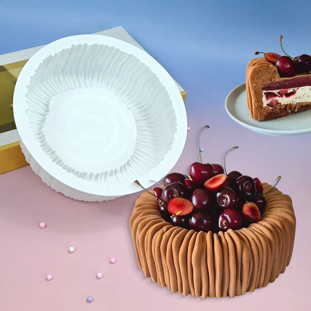 1/6 Cells Baking Cake Molds Cylindrical Coil Texture Heat-Resistant Chocolate Mold DIY Food-Grade Silicone Pudding Mould