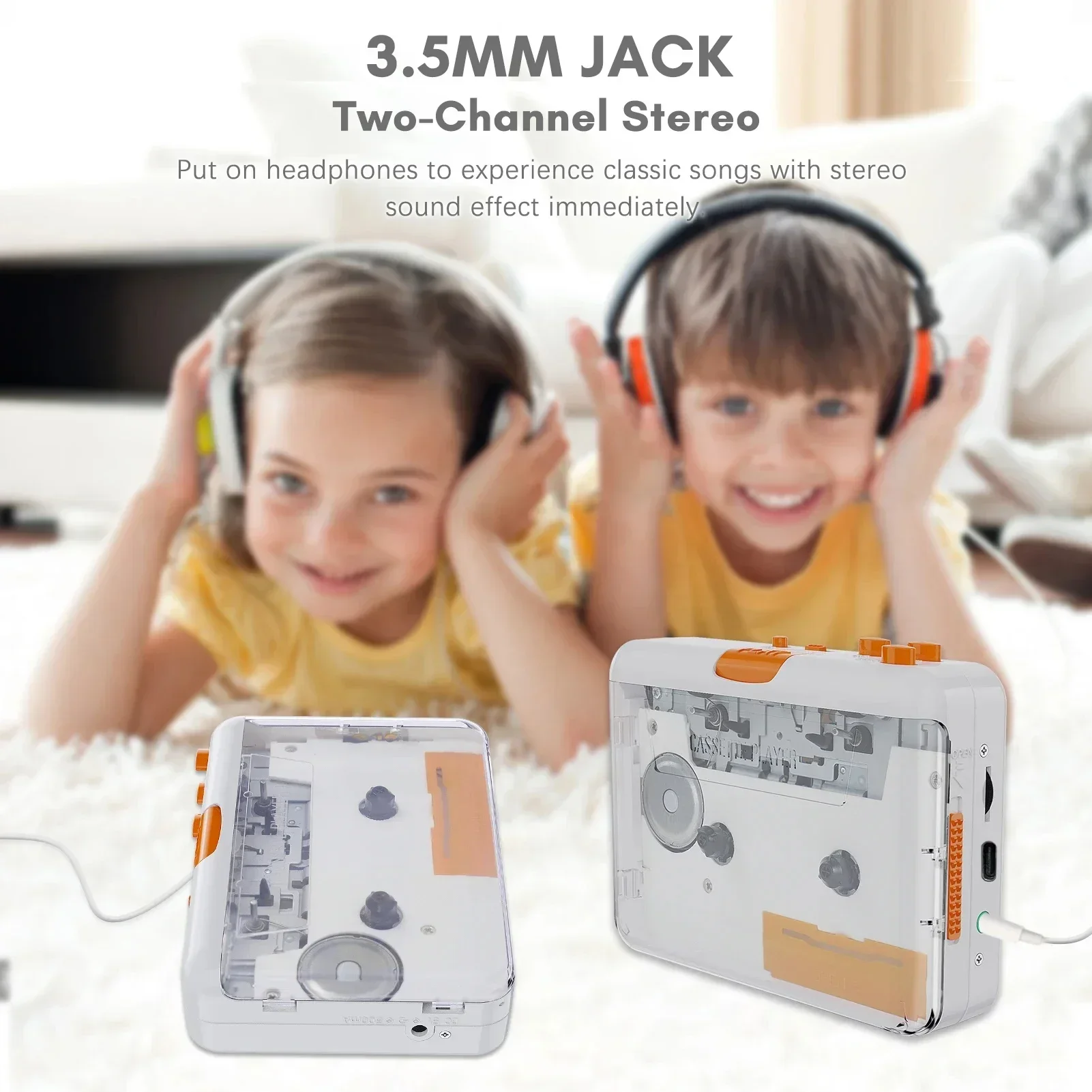 New Portable Cassette Player Walkman Tape Player, USB Cassettes Recorder MP3/CD Audio Auto Reverse USB Cassette Tape Player