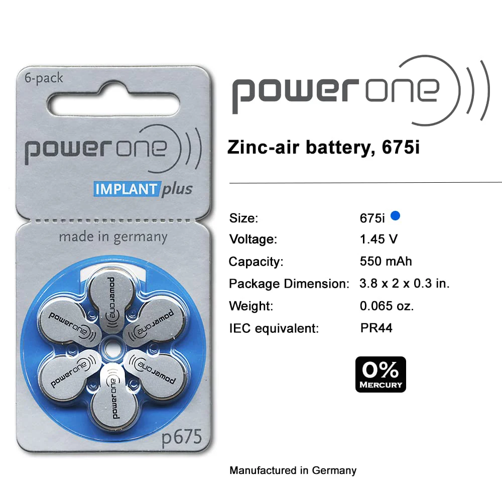60 PCS NEW Zinc Air 1.45V powerone P675 Zinc Air Hearing Aid Batteries 675A A675 675 PR44 Hearing Aid Battery for BTE CIC RIC OE 3