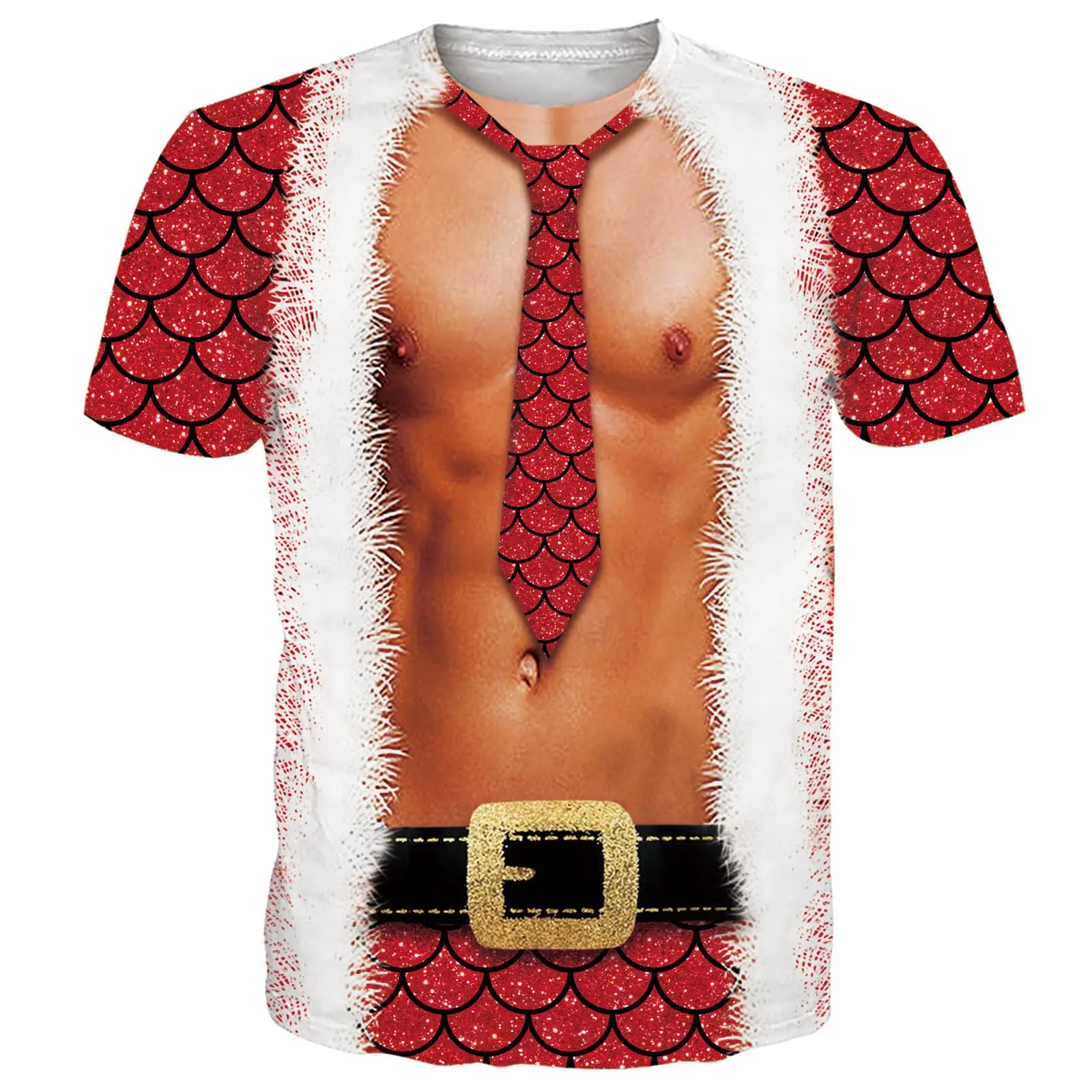 Funny Santa Claus 3D Print T Shirt Streetwear Oversized Tee