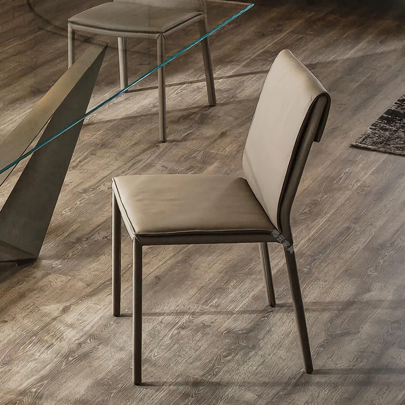 

Итальянский обеденный стул минималистский бытовой эргономичный кожаный стул со спинкой современный минималистский дизайнерский эргономичный стул