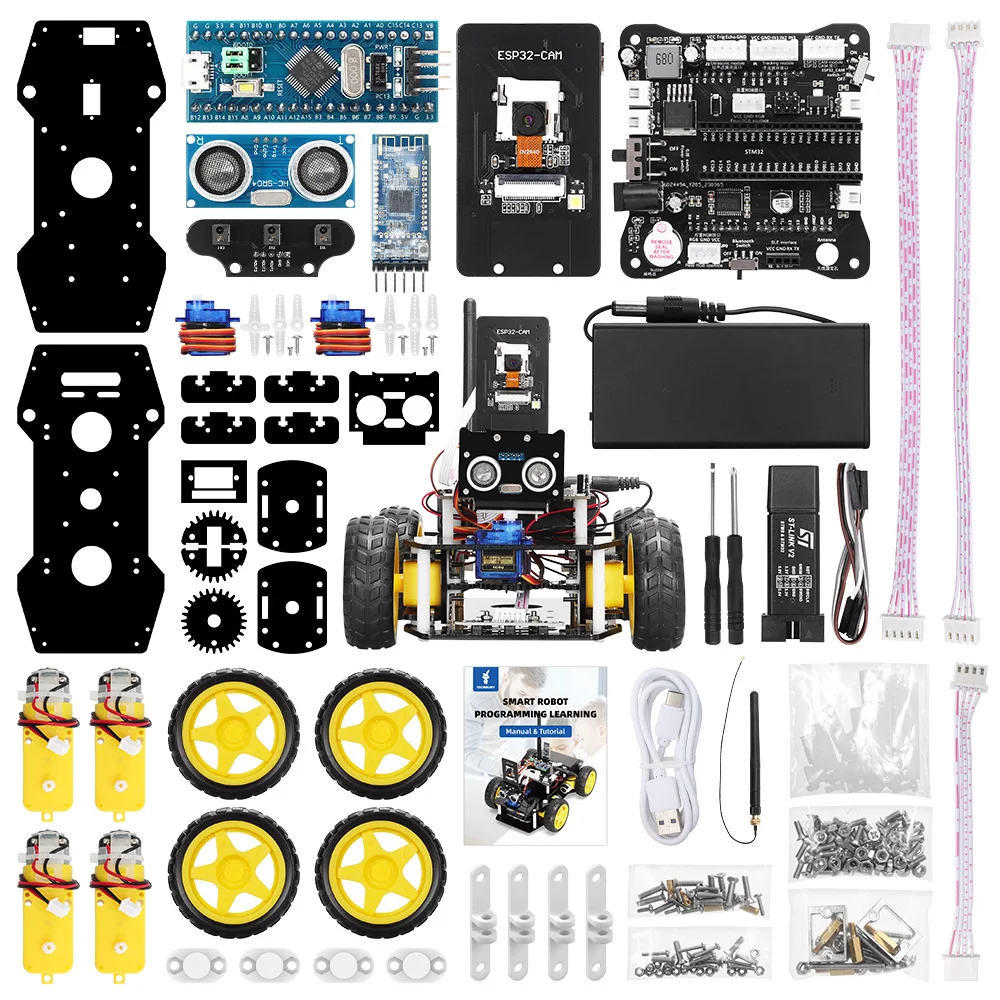 ESP32 and STM32 Ackermann Intelligent Car Development Kit Eps-32 camera programming educational robot car