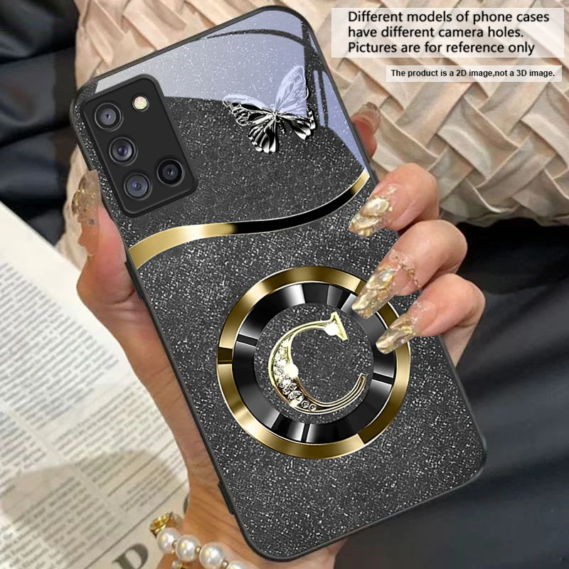 Gold Letter A Badge Glass Phone Case