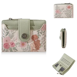 Floral Print Women's Large Capacity Wallet with Card Holder and Zipper Coin Purse (Green)