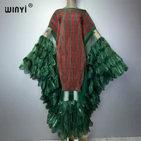 Robe longue plissée élastique WINYI 2026, tenue de plage, kaftan, abaya, robe de soirée de luxe Dubaï, robe longue pour femme musulmane 2