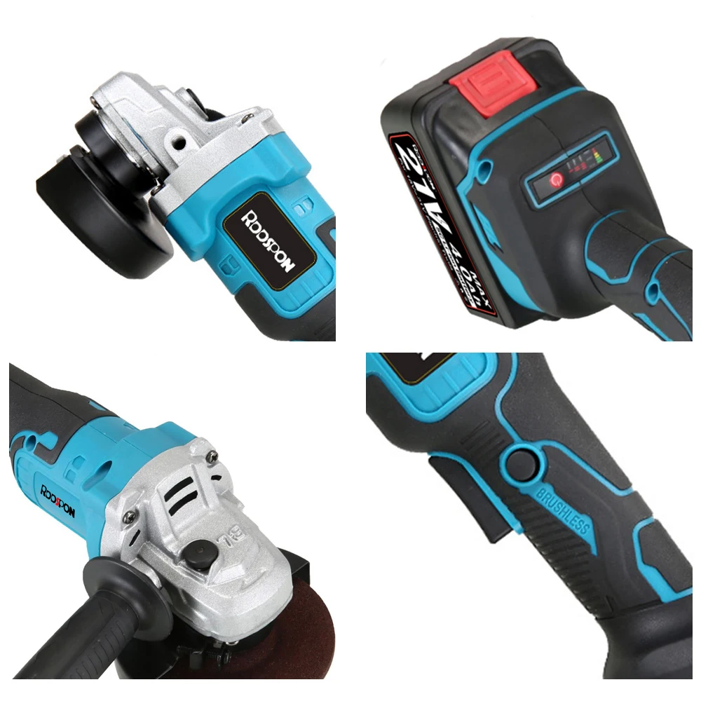 Brushless Electric Angle Grinder 100/125mm 3 Gear for Makita 18v Battery Grinding Cutting Polishing Machine Woodworking Tools 5