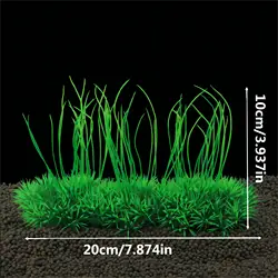 Aquarium Artificial Green Grass Plant Ornament - Underwater Decor Accessory (Green)