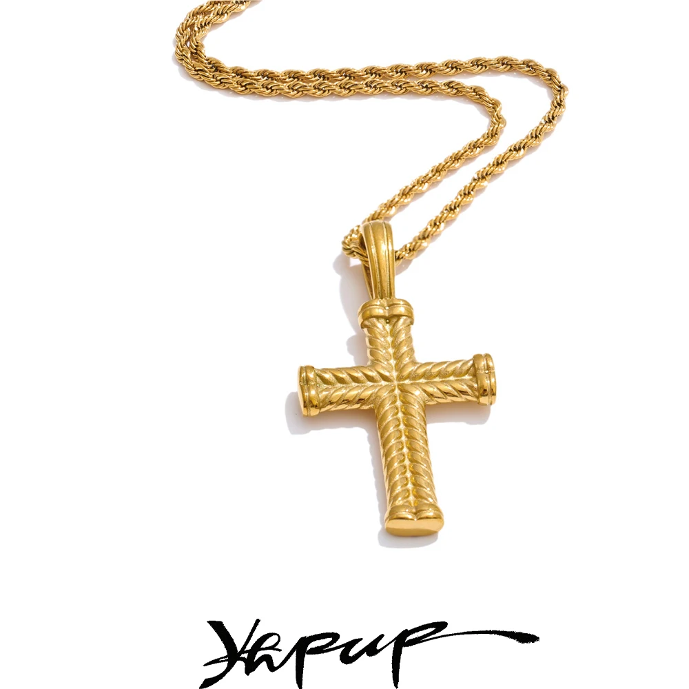 Yhpup Stainless Steel Cross Pendant Waterproof Jewelry