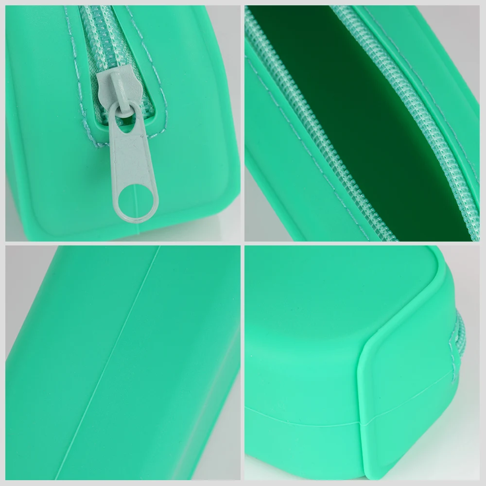 HEVIRGO Silicone Solid Color Soft Pencil Case Creative Large Capacity  Stationery Bag Green Silicone