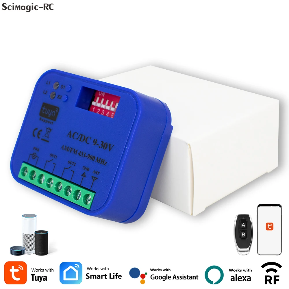 2CH 433-868MHz WiFi โรงรถประตูรีโมทคอนโทรล Tuya Smartlife App สมาร์ทเปิด/ปิดตัวรับสัญญาณ Controller Home Automation 1