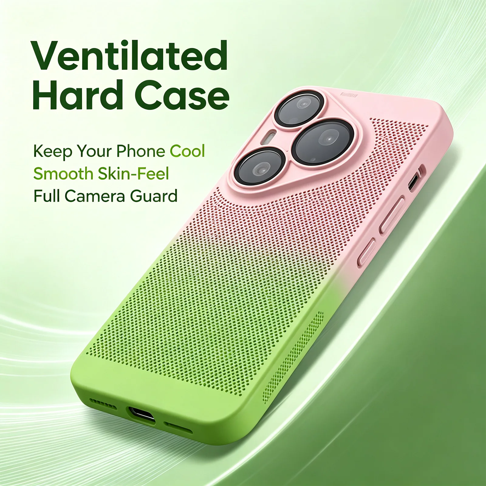 Breathable Mesh Gradient Shockproof Hard Case with Enhanced Camera Protection