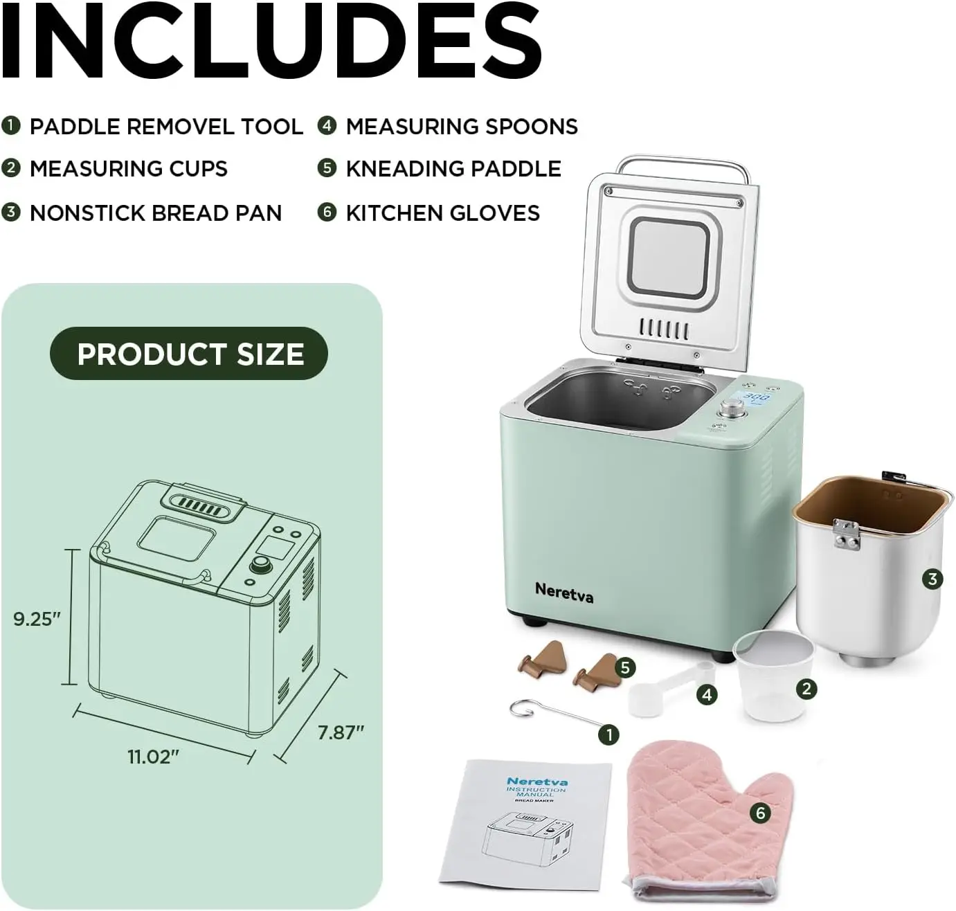 Bread Maker, [20-IN-1 & 2LB] Smallest Bread Machine Metal Material & Nonstick Ceramic Pan Low Noise Maker Machin