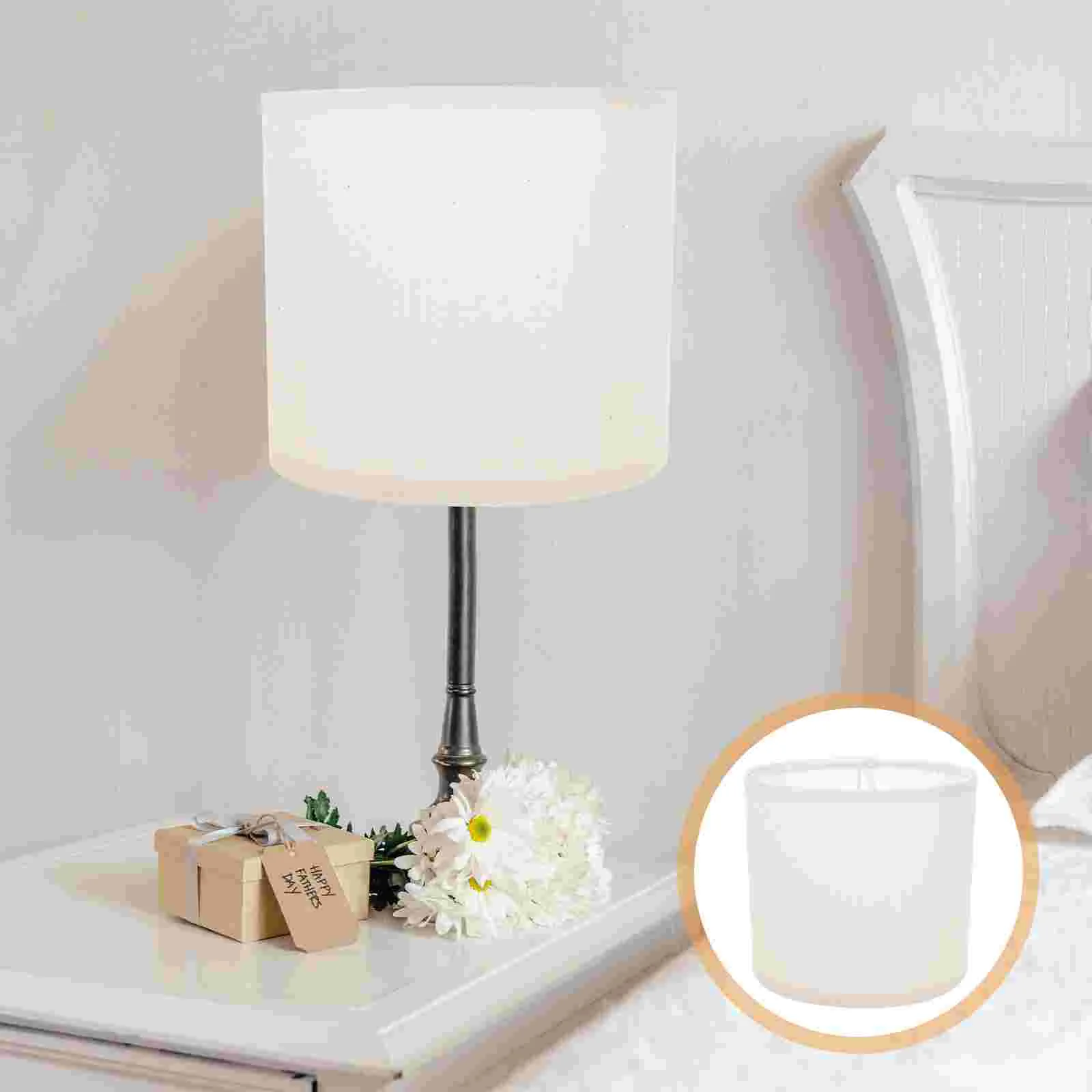 2 Pcs Natural Linen Fabric Lamp Shades Large Holders Detachable Lampshade