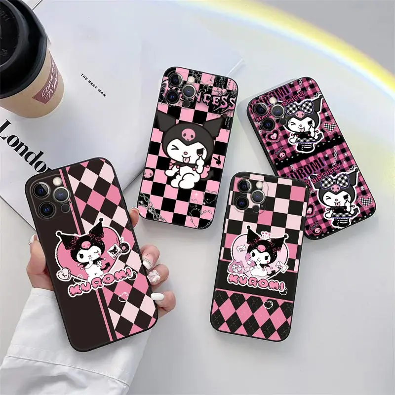 

Cute Kuromi Cartoon Phone Case for iPhone 11 15 Pro Max Case Coque 14 Plus 13 Pro 12 11 X XS XR 7 8 SE 2020 15Pro TPU Soft Cover