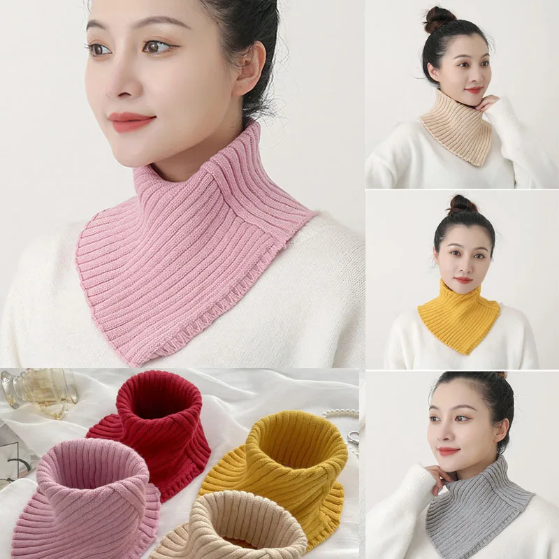 

New Fashion Neckerchief Knitted Fake Collar Scarf Women Turtleneck Neck Warmer Detachable Winter Warm Windproof Scarf