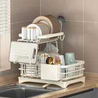 Dish Drying Rack 2-Tier Large Dish Bowl Racks for Kitchen Countertop Detachable Large Capacity Dish Drainer Organizer 1