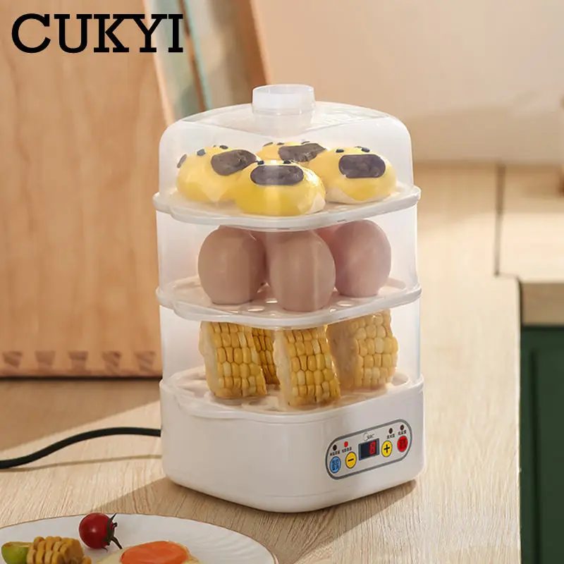 Mini Food Steamer Multi-layer combination Egg Boiler Food Warmer Rice cooker Dry burning Prevention Auto-off Eggtart making Tool electric steam pot household steamer