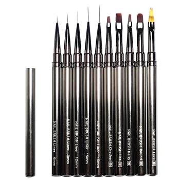 Pennello per Nail Art, Pennello Sottile per Dipingere, Pennelli per Nail Art per Stripping Francese, Strumenti per Disegno su Unghie con Gel UV