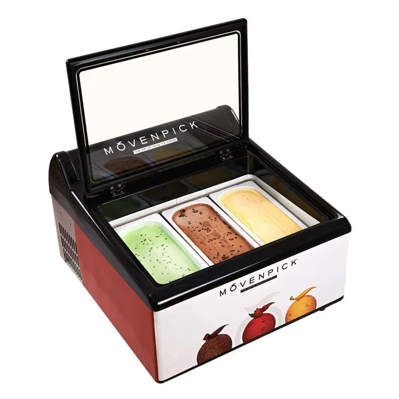 Version Ice Cream Freezer Desktop RefrigeratorFrozen Dessert Display Refrigerator Counter Cabinet