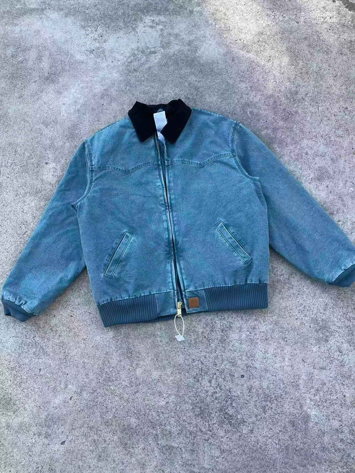 Heavyweight Canvas Waed Cotton Jaet Zipper Loose Fit Collared Coat Durable Youthful Warmth American Casual Sle