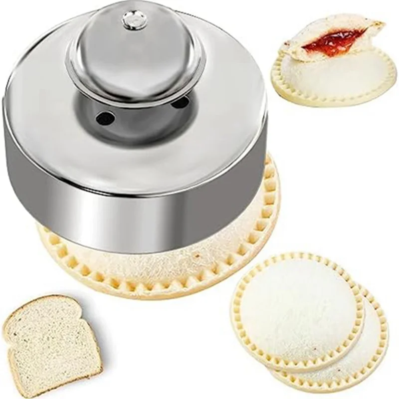 2Pcs 304 Stainless Steel Sandwich Cutter, Peanut/Butter Sandwich Cutter and Sealer for DIY Kids Lunch Sandwiches 2