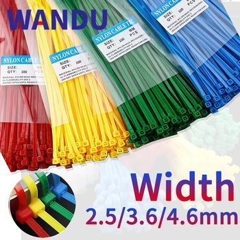 100Pcs Wandu Colorful Self-Locking Nylon Cable Ties Plastic Zip Ties Wire Binding Wrap Straps for DIY Cable Management And