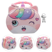 Unicorn Piggy Bank Cartoon Metal Coin Cute Money Box Girls for Kids Children's 1
