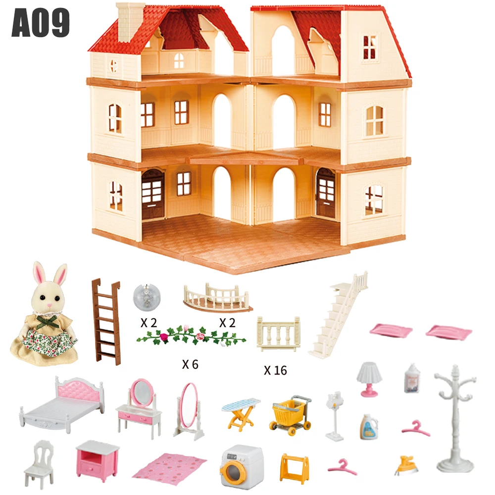 Set Of 5 Miniature Plush Jointed Rabbits – 1:12 Scale Dollhouse Accessories