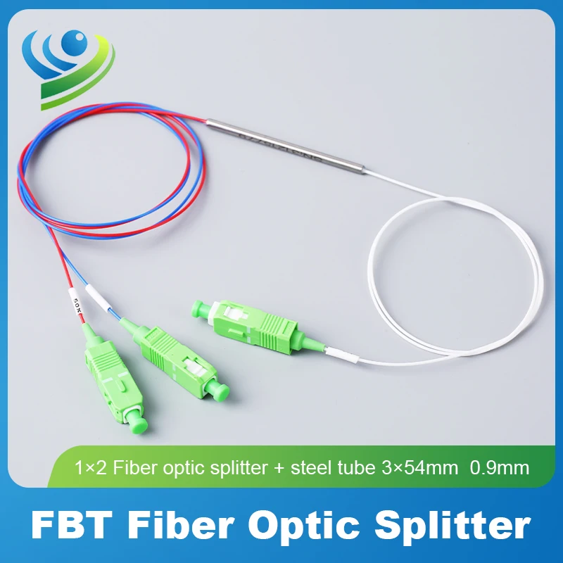 1x2 Fiber Optical Splittter + Steel Tube 3x54mm Wire Diameter 0.9mm SC/APC Connector FBT Splitter