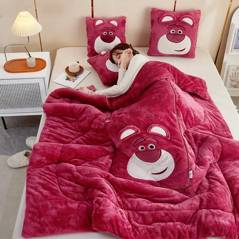thumbnail image 1 of Manta de invierno con bordado de Stitch de Disney, nueva manta de almohada 2 en 1 con Mickey Mouse, para sofá, oficina, siesta, regalos de Navidad, 1 of 5