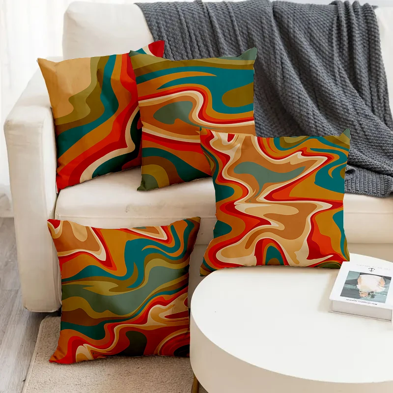 

Modern Irregularity Red Green Stripe Print Sofa Square Pillowslip Soft Polyester Cushion Cover Pillowcase Living Room Home Decor