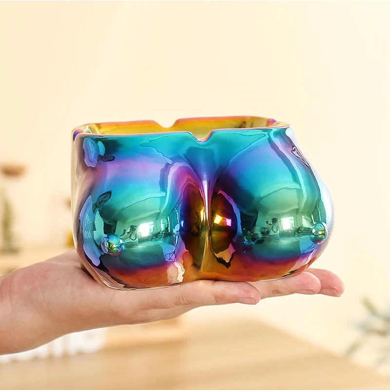 Sexy Chest Ashtray Electroplated Ceramic Ashtray Body Art Home Decoration Ornaments Cigarette Accessories Men's Gifts