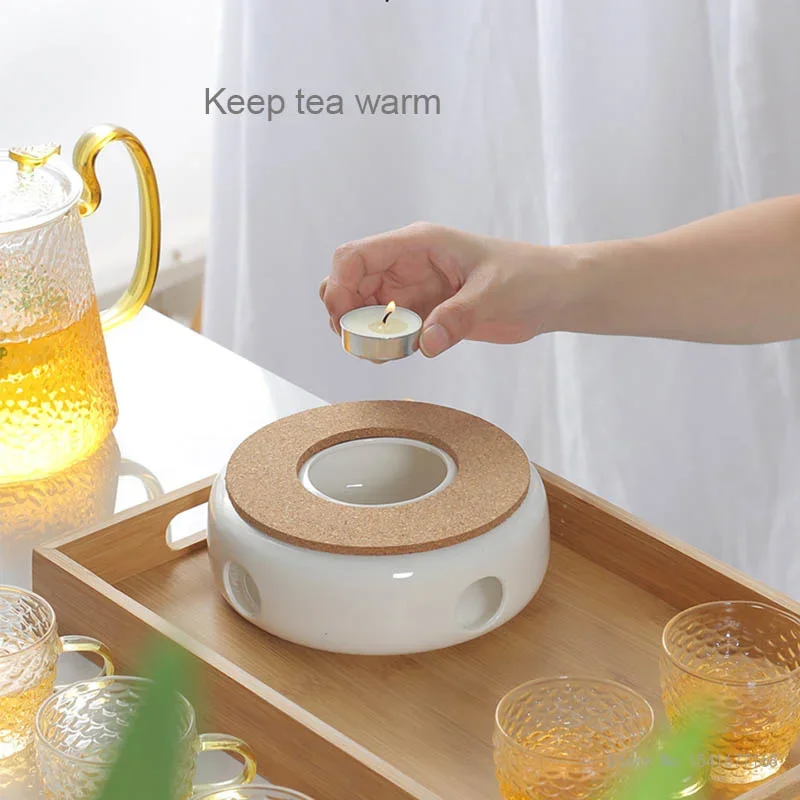 Ceramic Teapot Warmer Holder Base Tea Warmer Insulation Coffee Water Warmer Candle Heating Base Holder, Teaware Accessories, 1Pc
