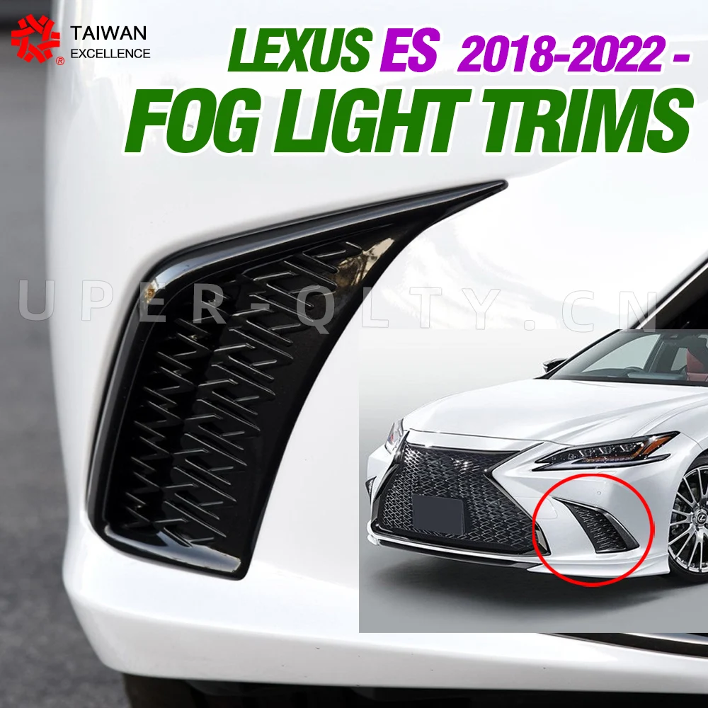 

For Lexus ES 2018 - 2023 F Sport Style Front Fog Lamps Shade Foglight Grille Hoods Wind Knife Fangs Decorative Cover Trim Black
