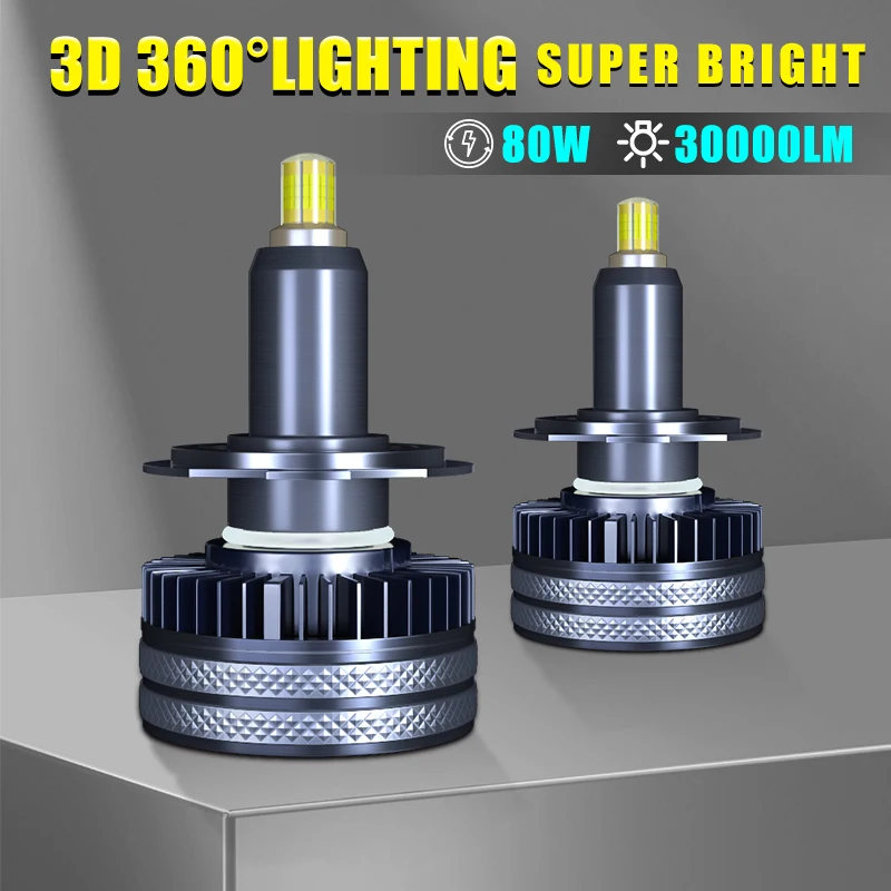 Carshark 360 Degree H7 Led Headlight Turbo 30000Lm H1 H8 H9 H11 Bulbs hb3 Hb4 Hir2 Car Lamps 6000K 12V 9005 9006 9012 Fog Lights