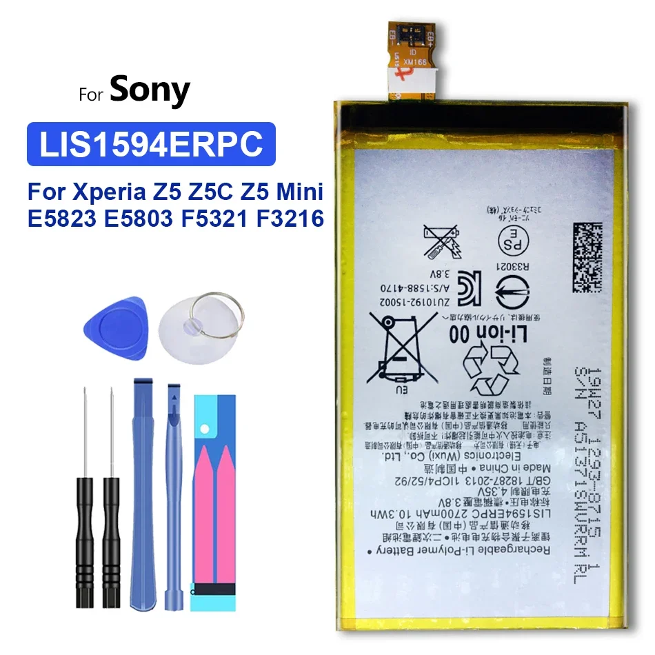 

Аккумулятор для Sony Xperia, F5321, Z5C, Z5 Mini, E5823, Z5 Compact, оригинальный C6, F3216, F3215, F3216Xc, LIS1594ERPC, 2700 мАч