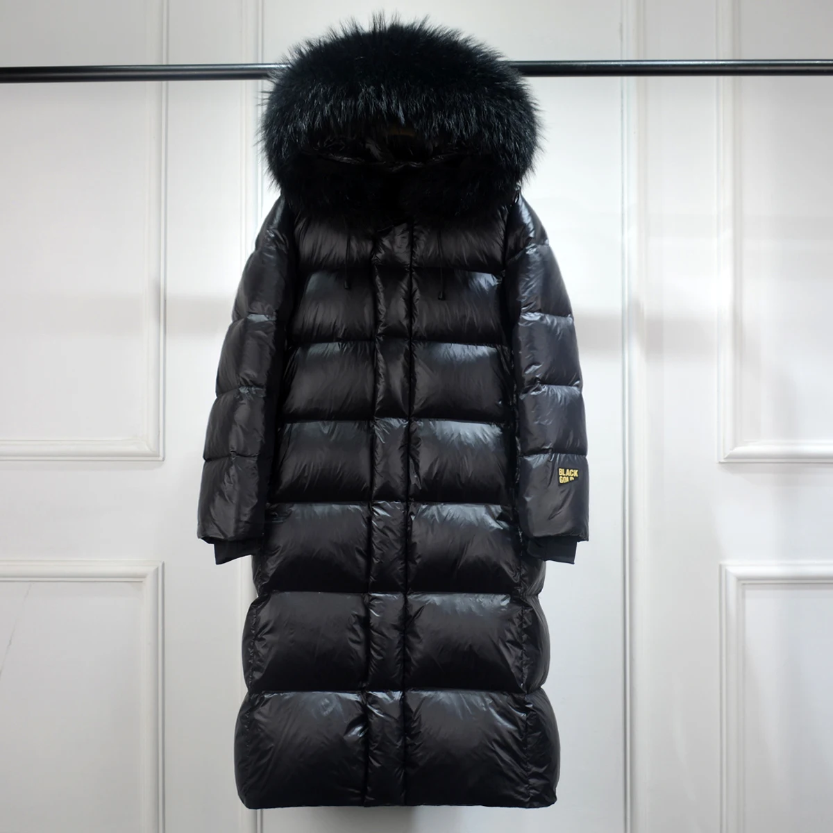 Oversized Shiny Black Long Puffer Coat Janveny Long Puffer Jacket