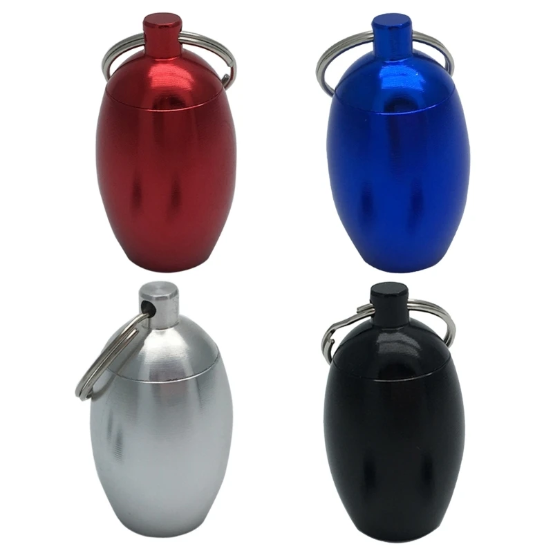 

Eggs Shape Pocket Pills Case Holder Waterproof Aluminum Alloy Pills Box Keychain Portable Sealed Storage Bottle