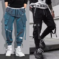 Mince Streetwear pantalons décontractés hommes rubans sarouel Jogging pantalon mâle coupe ajustée printemps Cargo pantalon multi-poches femmes pantalon K1299 1