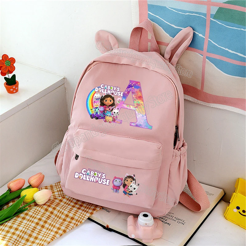 thumbnail image 1 of Gabbys-mochila Kawaii con Orejas de conejo para adolescentes, morral escolar con letras de dibujos animados, material escolar, 1 of 5