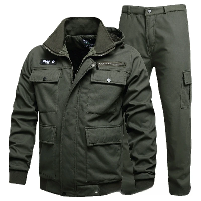 Multi Pocket Thicken Tactical Camo Set Mens Outdoor Wear-resistant Warm Training Suit Windproof Combat Hooded Working Clothes 3