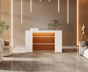 Tribesigns Reception Desk with LED Lights, 63 Inches Front Counter Desk for Checkout, Lobby, Salon, Retail, Large Counter Table 3